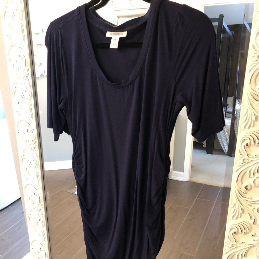 Mimi maternity navy 3/4 sleeved maternity-dress